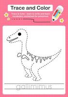 Trace and Color worksheets with the Dinosaur vector