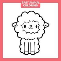 Coloring cute baby animal cartoon with Sheep vector