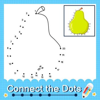 Connect the dots counting numbers 1 to 20 puzzle worksheet with Fruit illutration vector
