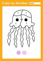 Color by number worksheet for kids learning numbers by coloring Jelly Fish vector
