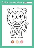 Color by number worksheet for kids learning numbers by coloring Baby Animal vector