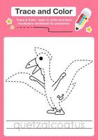 Trace and Color worksheets with the Dinosaur vector