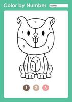 Color by number worksheet for kids learning numbers by coloring Baby Animal vector