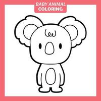 Coloring cute baby animal cartoon with Koala vector