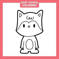 Coloring cute baby animal cartoon with Fox vector