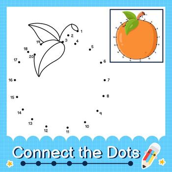 Connect the dots counting numbers 1 to 20 puzzle worksheet with Fruit illutration vector