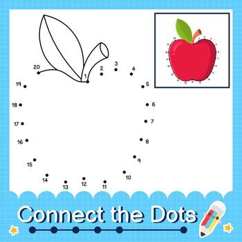 Connect the dots counting numbers 1 to 20 puzzle worksheet with Fruit illutration vector