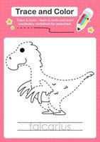 Trace and Color worksheets with the Dinosaur vector