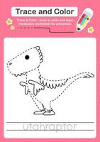 Trace and Color worksheets with the Dinosaur vector