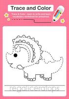 Trace and Color worksheets with the Dinosaur vector