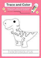 Trace and Color worksheets with the Dinosaur vector