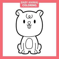 colorear lindo bebé animal dibujos animados con castor vector