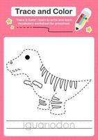 Trace and Color worksheets with the Dinosaur vector