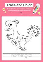 Trace and Color worksheets with the Dinosaur vector