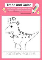 Trace and Color worksheets with the Dinosaur vector