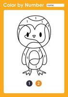 Color by number worksheet for kids learning numbers by coloring Baby Animal vector