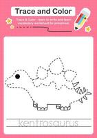 Trace and Color worksheets with the Dinosaur vector