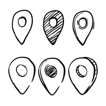 doodle location map pointer illustration vector set