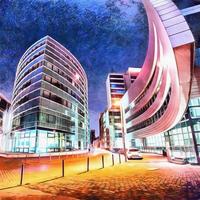 night city Dusseldorf. Germany. The works in the style of waterc photo