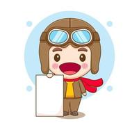 Cute little boy in pilot costume cartoon illustration vector