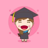 lindo estudiante en bata de graduación ilustración de personaje chibi vector