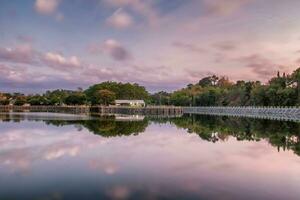 Reflection of the nature Tambakboyo Reservoir in the morning photo