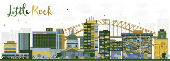 Abstract Little Rock skyline with blue and green buildings. vector