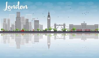London skyline with skyscrapers and clouds. vector