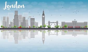 London skyline with skyscrapers and clouds. vector