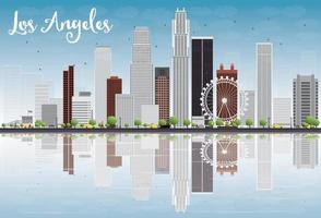 Los Angeles Skyline with Grey Buildings and Blue Sky. vector