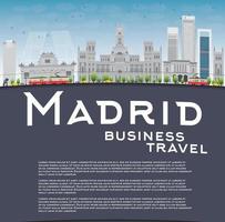 Madrid Skyline with grey buildings, blue sky and copy space. vector