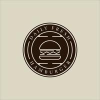 hamburguesa o hamburguesa logotipo vintage vector ilustración plantilla icono diseño gráfico. emblema o etiqueta signo y símbolo de comida rápida