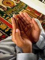 Symbol of a Muslim hand while praying photo