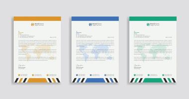 Business Letterhead Design Template, Letterhead template with various colors, Letterhead template in flat style, Modern Company Letterhead Template vector