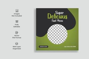 Food Burger Social Media Post Template Design. Delicious Food Menu Social Media Banner Template Design vector