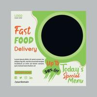 fast food delivery social media post template vector