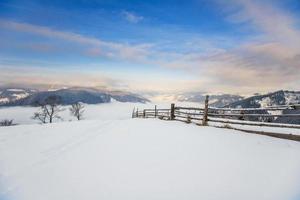 hermoso paisaje de invierno con nieve foto