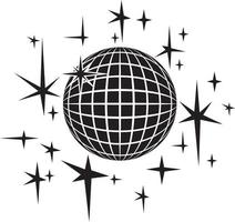 Disco ball black and white vector illustration