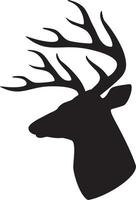 Deer head profile black and white. Vector illustration.