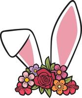 Bunny or rabbit ears with flowers color. Vector illustration.