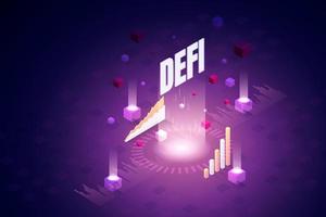 Defi decentralized finance on background graphs and technology. vector