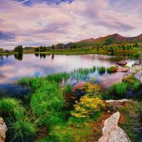 lake between mountains. Beauty world. Italy Europe photo