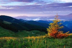 Fantastic sunset in the mountains of Ukraine photo