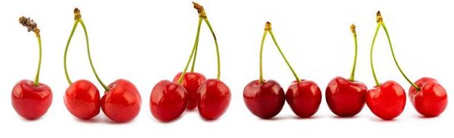 Beautiful juicy cherry isolated on white background. photo