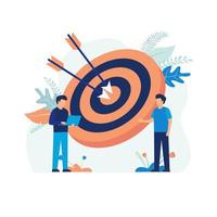 Illustration concept of target market. marketing, arrow and bullseye, business strategy. Flat illustration vector suitable for many purposes.