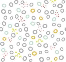 Confetti vector seamless pattern. Abstract geometric hand drawn background. Doodle style dots, circles, bubbles and rainbows in bright colors.