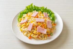 fried rice with ham and mixed vegetable photo