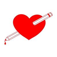 Heart pierced by arrow pencil illustration design of a heart-piercing pencil vector