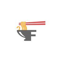 letra f con vector de diseño de logotipo de icono de fideos