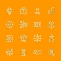 startup linear icons set, new idea, product launch, initial capital, project funding, ipo, target market vector